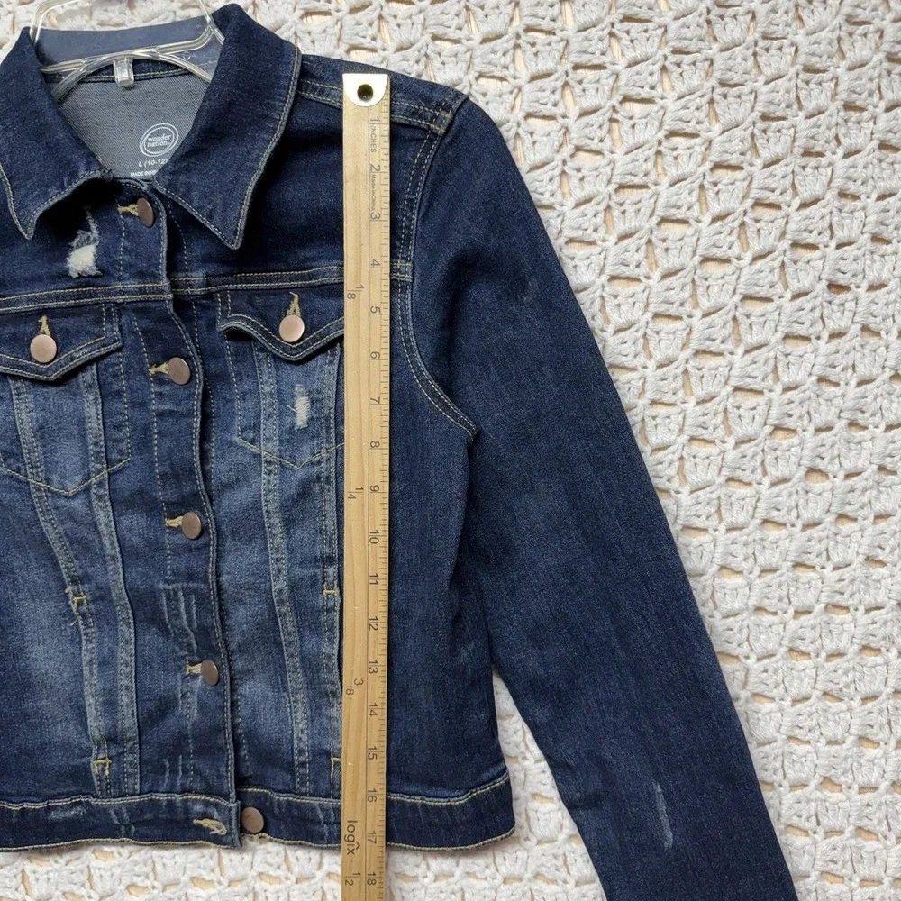 Wonder Nation Denim Jacket Girls Sz L 10-12 Blue Jean Pockets